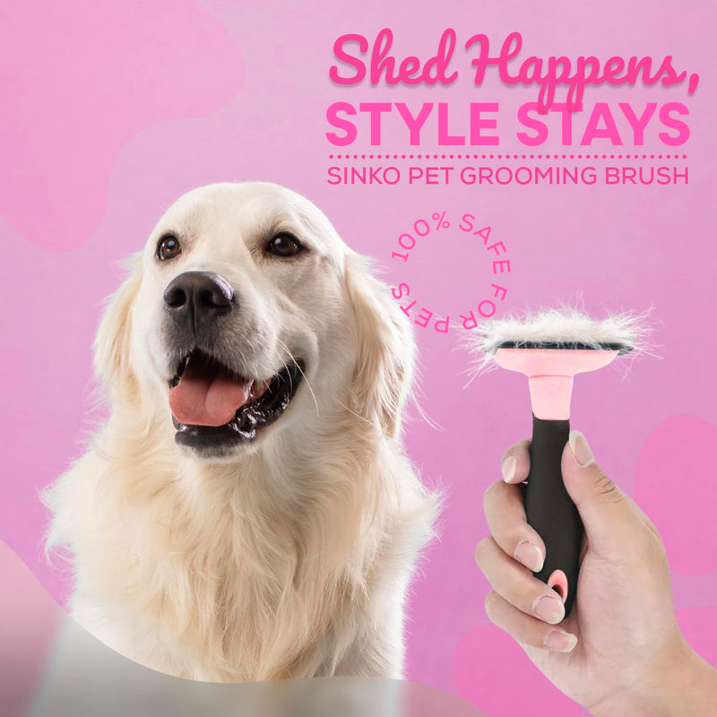 Sinko Deshedding Dog Brush -Professional Dog Deshedding Brush, Dog Brush for Shedding, Pet Deshedding Tool, Cat Deshedding Brush, Fur Deshedding Brush, Pet Hair Remover for Cats and Dogs (Pink) Pink - BeesActive Australia