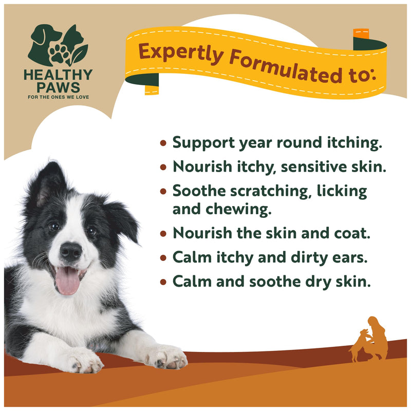 Healthy Paws Itch Immunity Treats for Dogs – Allergy & Itch Relief Chews for Skin, Paws, Eyes & Ears – Stop Itching, Licking & Scratching – Seasonal Allergy Support – Small, Medium & Large Dogs