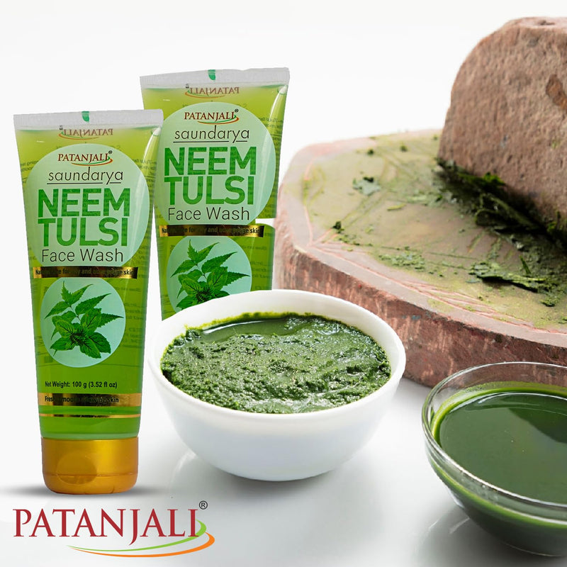 patanjali Neem Tulsi Face Wash 100gm / 3.52 fl oz - Pack of 2 - BeesActive Australia