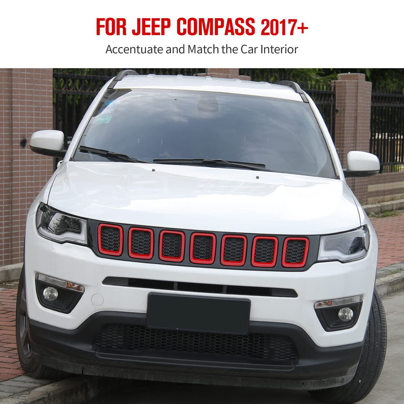 JeCar Grille Inserts ABS Front Grill Cover Exterior Accessories for Jeep Compass MP 2017-2020, Red - BeesActive Australia