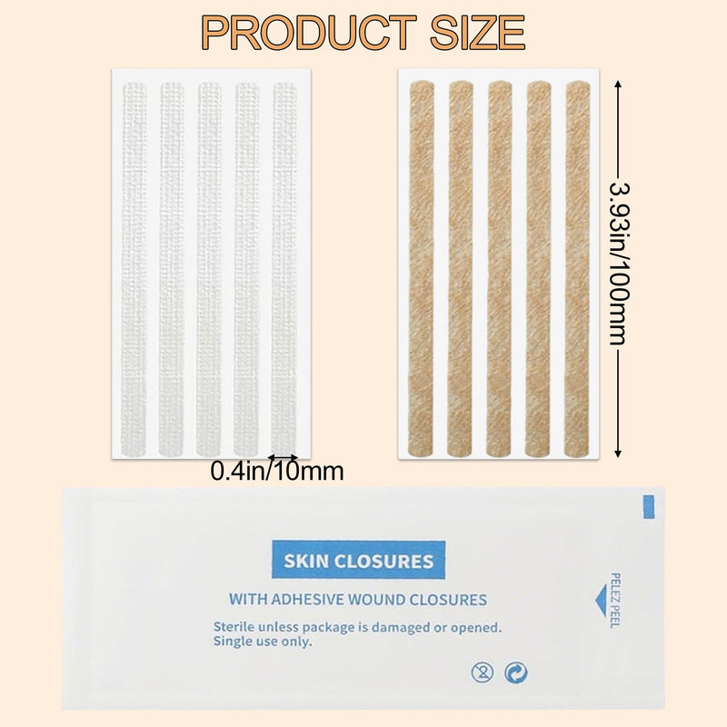 Sterile Strip Wound Closure Strips, 1/4" x 4" Adhesive Skin Closures, Breathable Non-Woven Laceration Closure Kit for Emergency Wound Care, Minor Cuts & Scars Reduction (20pcs(Skin Color)) 20pcs(skin color)