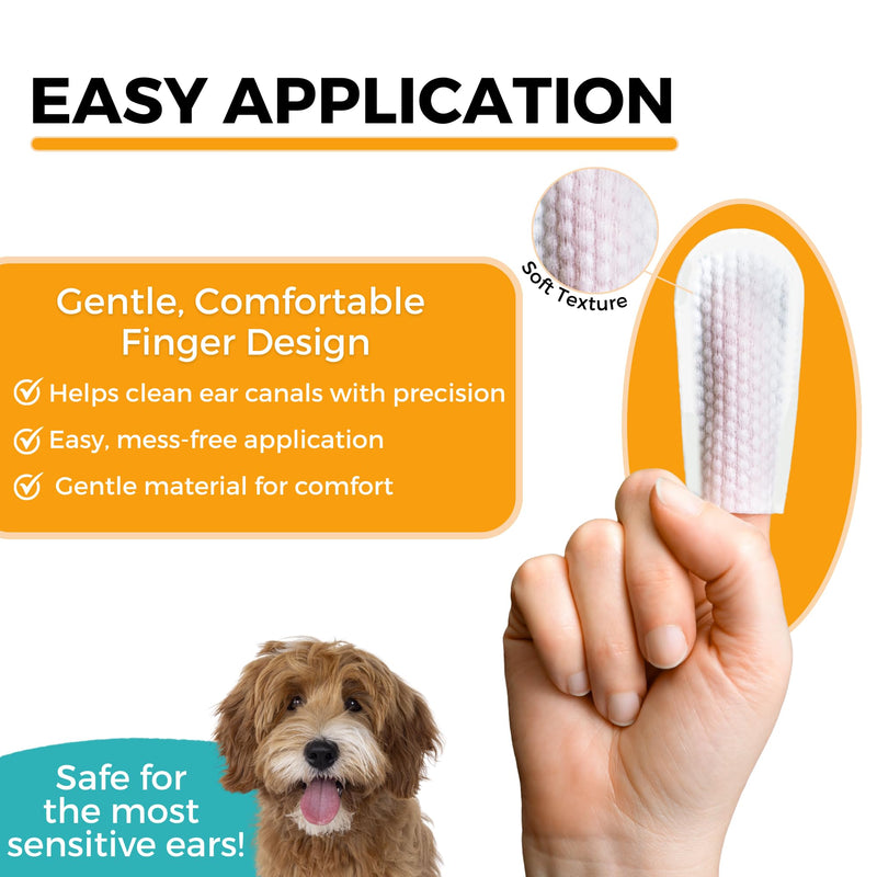 Nootie Medicated Ear Finger Wipes with Chlorhexidine for Dogs, Gentle Dog Ear Cleaning Wipes for Itchy, Sensitive Ears - Helps Remove Wax, Dirt Buildup, & Odor 80 Wipes - Made in USA