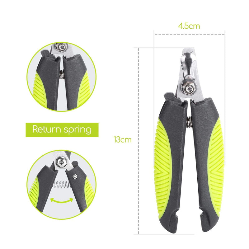 Nobleza Pet Nail Clippers Professional Claw Scissors for Dogs and Cats, Stainless Steel Claw Clippers High Quality, Claw Care Nail Clippers with Safety Protection, Safety Lock and Nail File Dark Gray & Green - BeesActive Australia