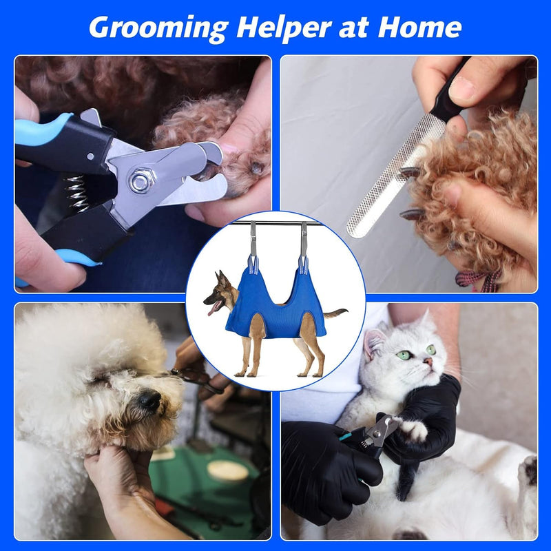 Pet Grooming Hammock with Nail Clippers/Nail Trimmers/Grooming Scissors, Dog Grooming Harness for Nail Trimming, Pet Grooming Sling Helper XL for X-Large Dogs 80LB Blue - BeesActive Australia