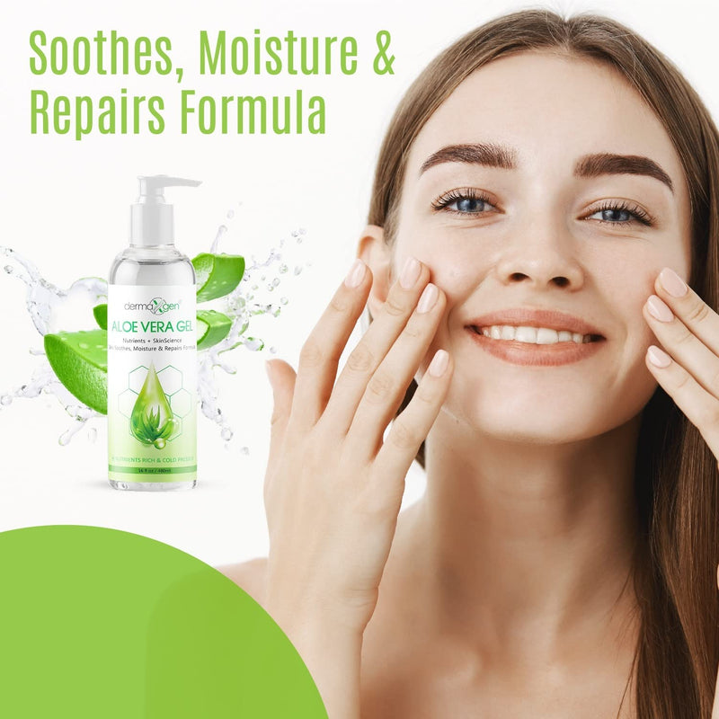 Aloe Vera Gel - Organic 100% Pure Aloe + Witch Hazel + Vitamin C + Vitamin E - Skin Soothes, Moisture And Repair Formula, Nutrients Rich And Cold Pressed - 16 FL OZ / 480 ML 16 Fl Oz (Pack of 1)