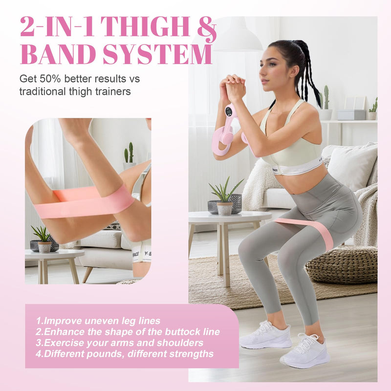 Thigh Master,Pelvic Floor Exercise Devices,Kegel Exercise Inner Thigh Exerciser for Women at Home Workout Equipment,360°Rotation and Display Count Pink