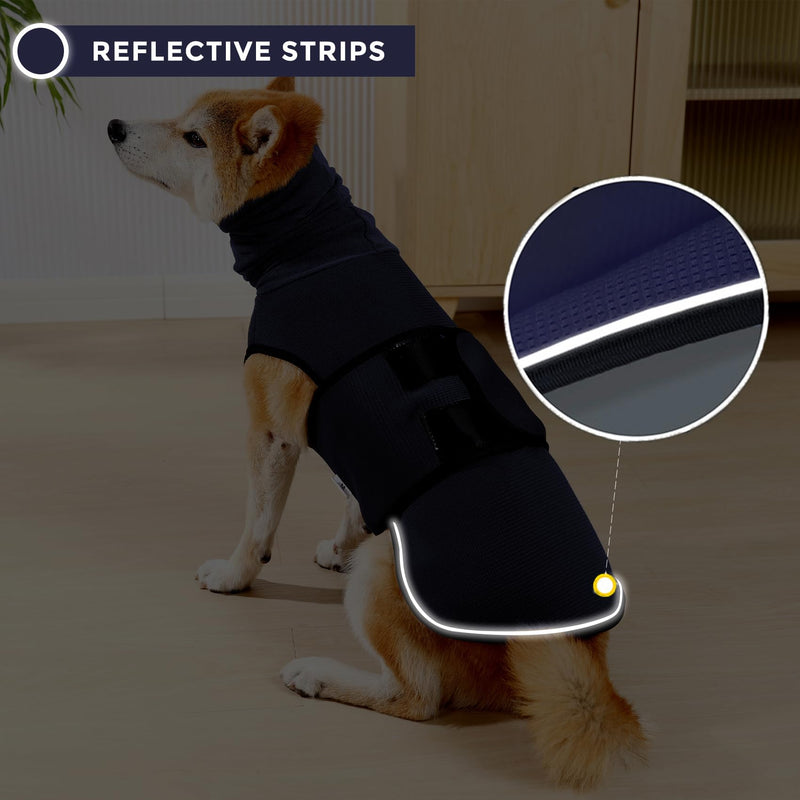 Dotoner dog coat to relieve anxiety, calming vests for dogs and cats with earmuffs, soft hoodie, reduces noise, calming vest with reflective strips, calming aid, M, ocean blue - BeesActive Australia