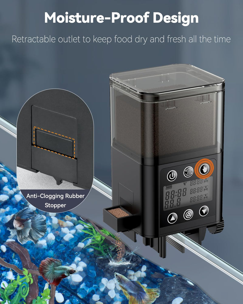 Pawfly Automatic Fish Feeder for Aquarium Auto Vacation Timer Fish Feeder for Fish Tank 320 ml Adjustable Fish Food Dispenser for Powder Pellets and Granules, Battery Operated (Included) - BeesActive Australia