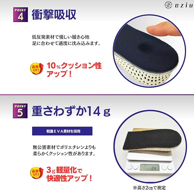 (Physical The Supervision) Secret Insole, 4 Sizes to Choose from, Insoles for Height, Inheels, 4 Sizes to Choose from, eziu (0.8 inches (2 cm) x 1 Pair -  Australia