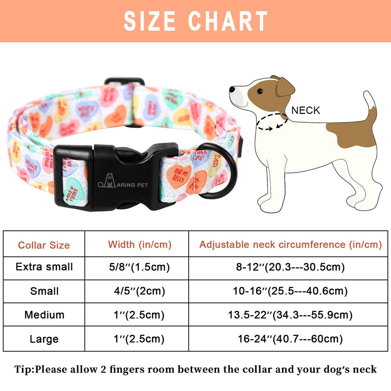 ARING PET Valentine's Day Dog Collar-Cute Cotton Heart Dog Collars, Adjustable Valentine Candy Heart Pet Collars Girl Puppy Collar with Quick Release Buckle Large Z:Candy heart - BeesActive Australia