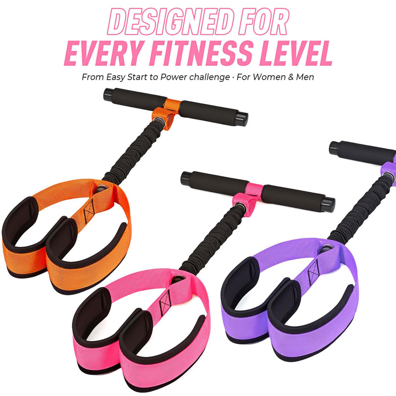 Upgraded Durable Pedal Resistance Band with Handle, Thickened Latex Tubes and Soft Foam Fabric Foot Pedal, Sit Up Exercise Equipment for Abdomen, Waist, Arm, Core/ABS, Leg, Physical Therapy 1-Pink 55 LBS - BeesActive Australia