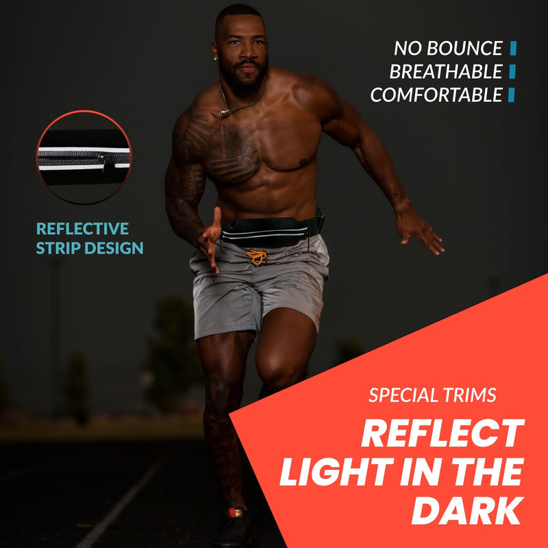 Triathlon Race Belt with Bib Holder - Water-Resistant Running Belt for Phone & Gel - No-Bounce Adjustable Waist Pack for Men & Women - Marathon Essentials & 5K Running Gear