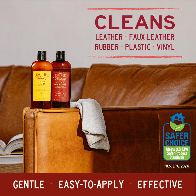 Leather Honey Leather Cleaner: Non-Toxic Leather Care Made in The USA Since 1968. Deep Cleans Leather, Faux & Vinyl - Couches, Car Seats, Purses, Tack, Shoes & Bags. Safe Any Colors & White Leather 8 Ounce (Pack of 1) - BeesActive Australia