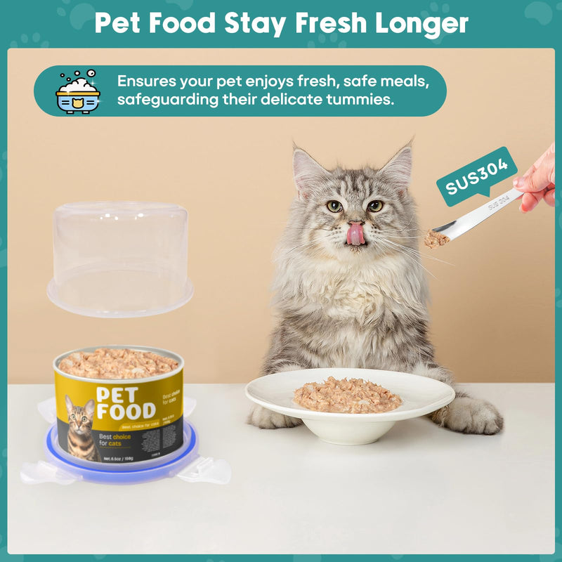 Canned Cat Food Storage Lids,Reusable Airtight Can Cover Pet Food Sealer - Keeps Cat Food Storage Can Fresh, Cat Food Lids Container Eliminates Odor, Easy To Use With SUS 304 Spoon,Can Opener 1 Jar（S）+1 spoon - BeesActive Australia