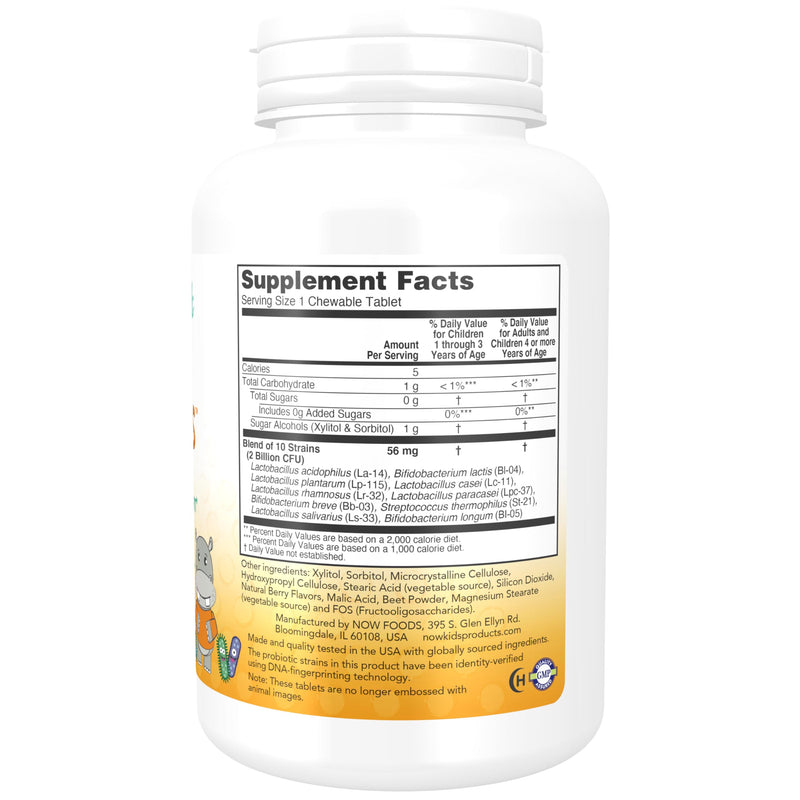 NOW Foods Supplements, BerryDophilus™ with 2 Billion, 10 Probiotic Strains, Xylitol Sweetened, Strain Verified, 120 Chewables, packaging may vary 120 Count (Pack of 1)