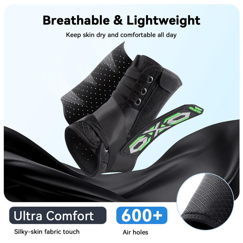 Upgraded Ankle Brace for Sprained Ankle [Stronger Support & Ultra Breathable] Ankle Support with Side Stabilizing Pads, Adjustable Quick Lace Up Ankle Stabilizer for Injury Recovery, Sports, Men&Women Black Medium