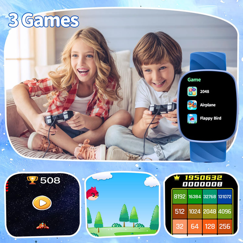Smart Watch for Kids, Kids Fitness Tracker Watch for Boys Girls Ages 5-15, Activity Tracker, Heart Rate Sleep Monitor, IP67 Waterproof, Pedometer, Sport Modes, Puzzle Game, S60K Blue - BeesActive Australia