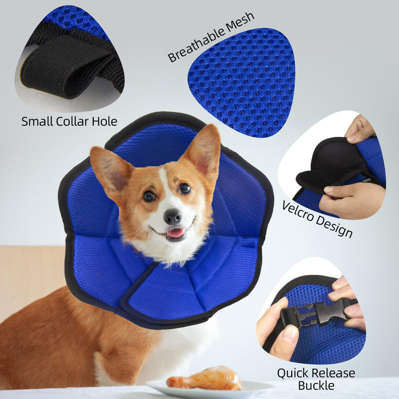 LiebeDD Dog Collar, Soft Dog Collar, Leak Protection, Dog Castration Neck Brace for Dogs, Breathable Protective Collar, Funnel Dog After Surgery, Adjustable Dog Collar, Blue M - BeesActive Australia