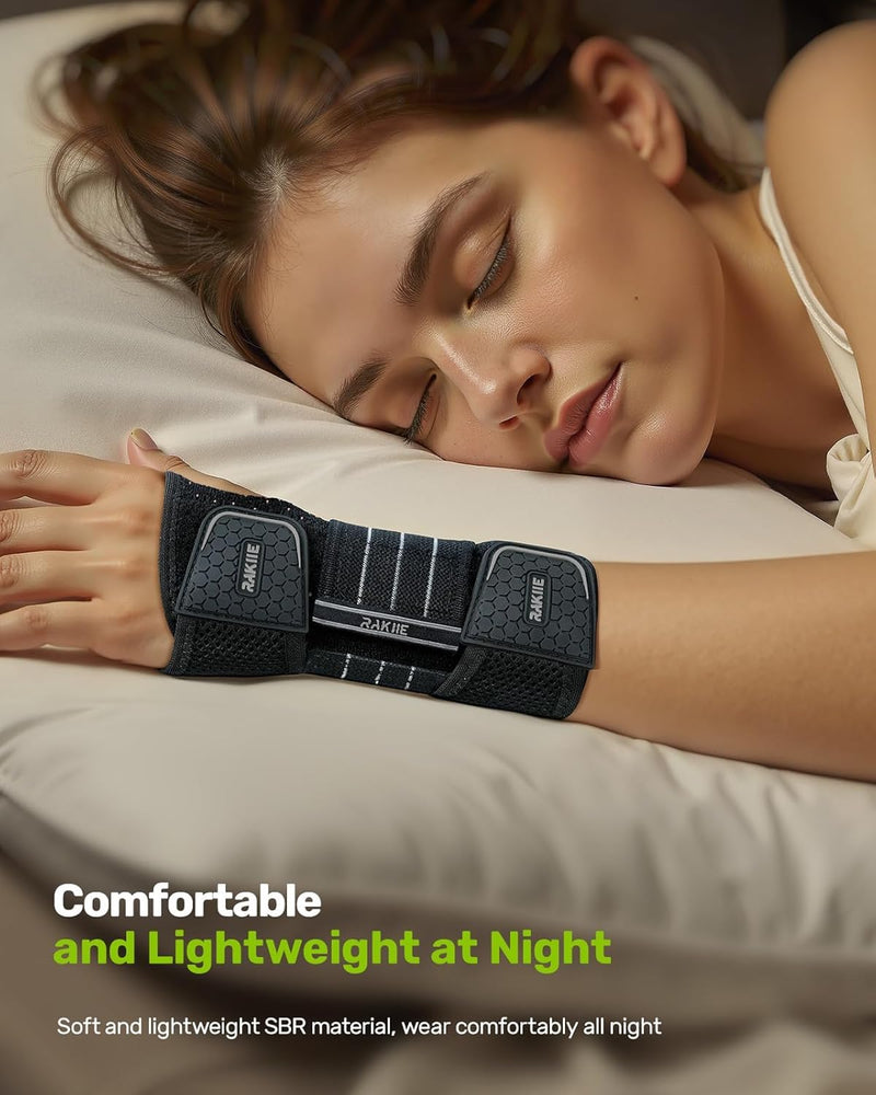 2 Pack Carpal Tunnel Wrist Braces, Adjustable Night Wrist Support with 3 Metal Splints, Hand Stabilizer for Men Women No Pressure on Thumb, Right and Left Hand (Gray, M) Gray