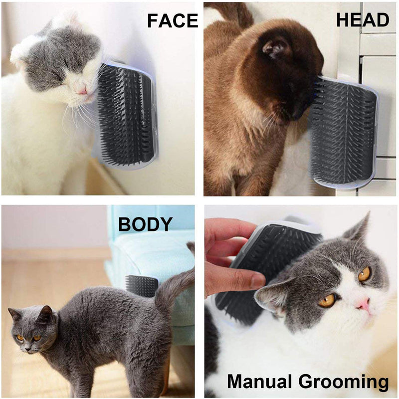 3.0 Soft Cat Brush, Massage Corner for Cats, Self Groomer, Cat Loves Corner Brush, Cat Toy with Catnip, for Massage, Tickling Fur Removal, 4 Pack 3.0 Soft Gray (4 Pieces) - BeesActive Australia
