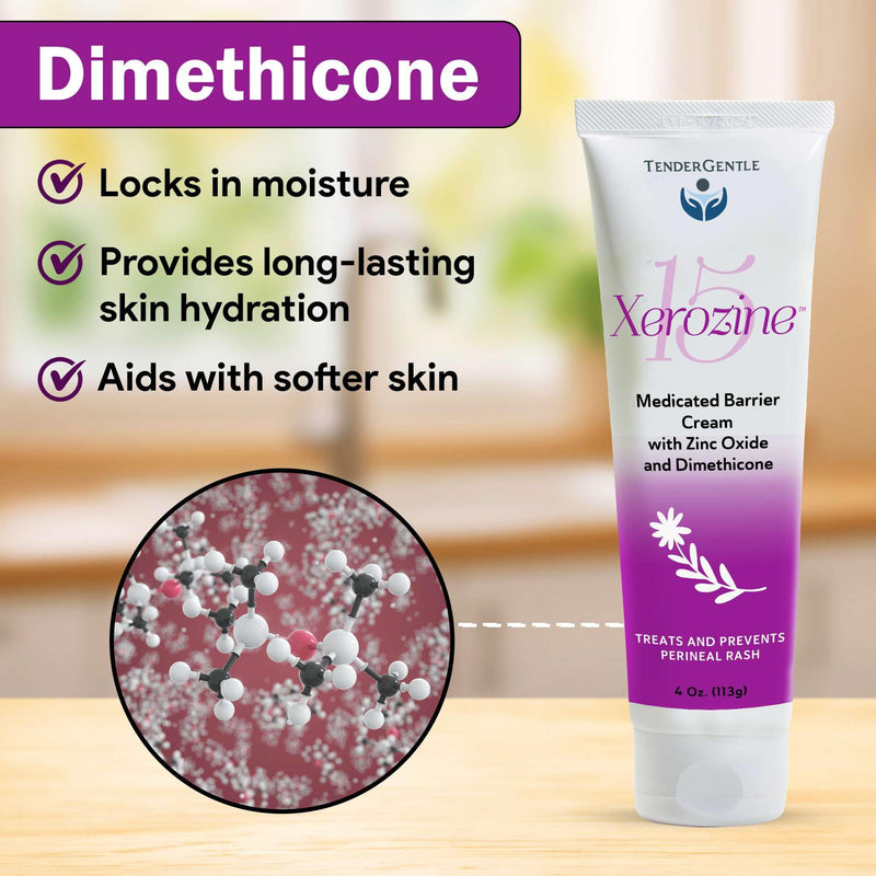 Zinc and Dimethicone Cream, 4oz - 4 Pack of Medicated Barrier Rash Cream for Minor Cuts, Scrapes, and Burns - Good for Diaper Rashes 16 Ounce (4 Pack)