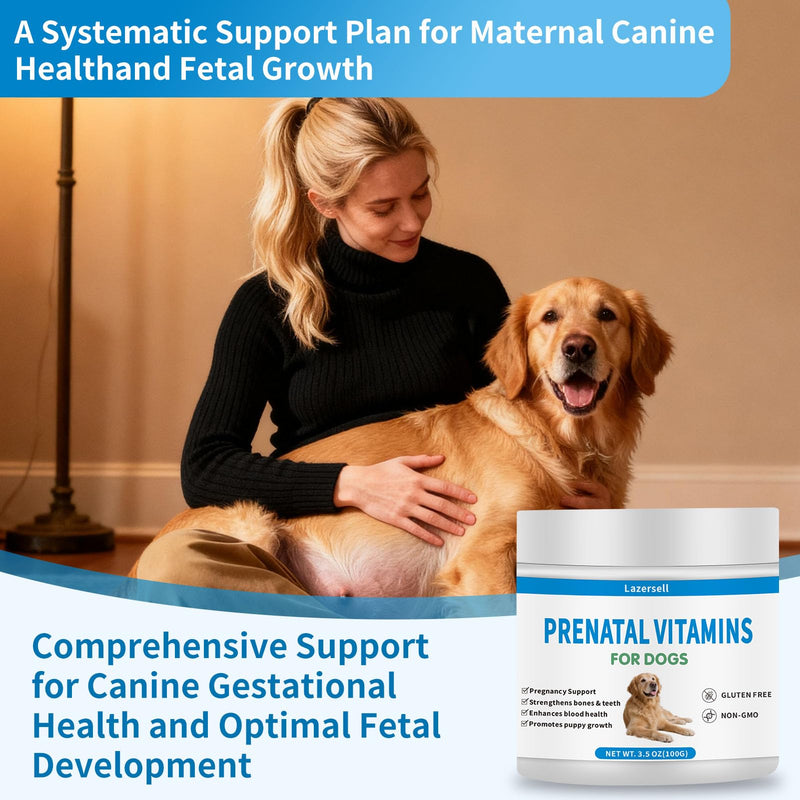 Prenatal Vitamins for Dogs - Aids Healthy Gestation, Puppy Development & Milk Production - Packed with Folic Acid, Calcium, Iron & Key Vitamins - Ideal for Pregnant and Nursing Canines