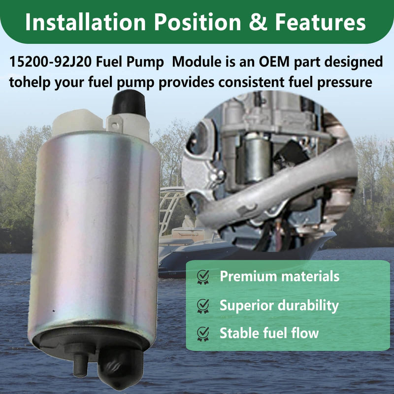 Fuel Pump 15200-92J20, 15200-92J00 Compatible with Suzuki Outboard DF70 DF80 DF90 DF100 DF115 DF140 HP 4-Stroke 2013-2017, EFI Marine Engine Replacement, Boat Fuel Pump