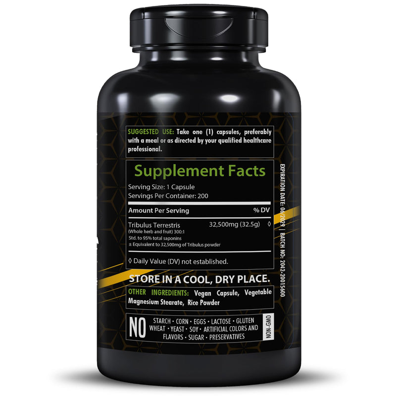 Tribulus Terrestris 32,500mg | 200 Capsules | High Potency Herbal Supplement | Supports Wellness | Non-GMO | Gluten Free - BeesActive Australia