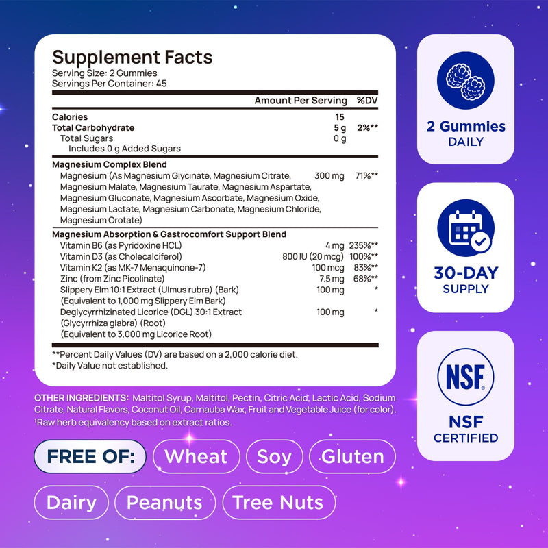 18 in 1 Magnesium Complex Gummies for Women and Men, 90 Gummies | 12 magnesium forms, High Absorption with Vitamin D3, K2, B6 & Zinc, Supports Sleep, Muscle, Bone & Nerve Health, Sugar Free 90 Count (Pack of 1)