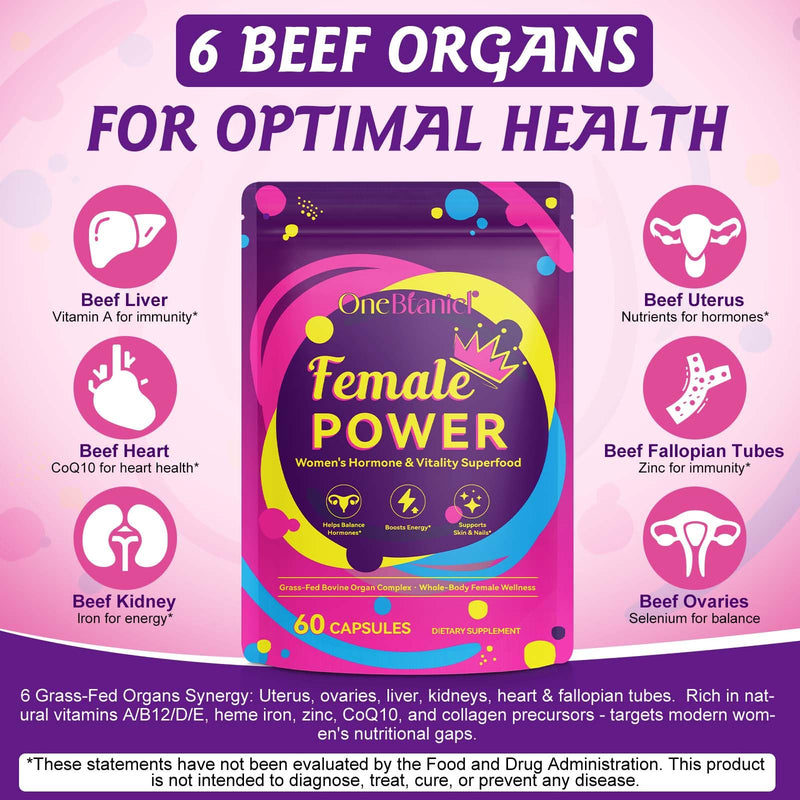 Beef Organ Supplement for Women, Natural Grass Fed Beef Liver Capsules,Supports Feminine Hormone Balance, Menstruation, Immunity, Skin, B12, Energy & Wellness - BeesActive Australia