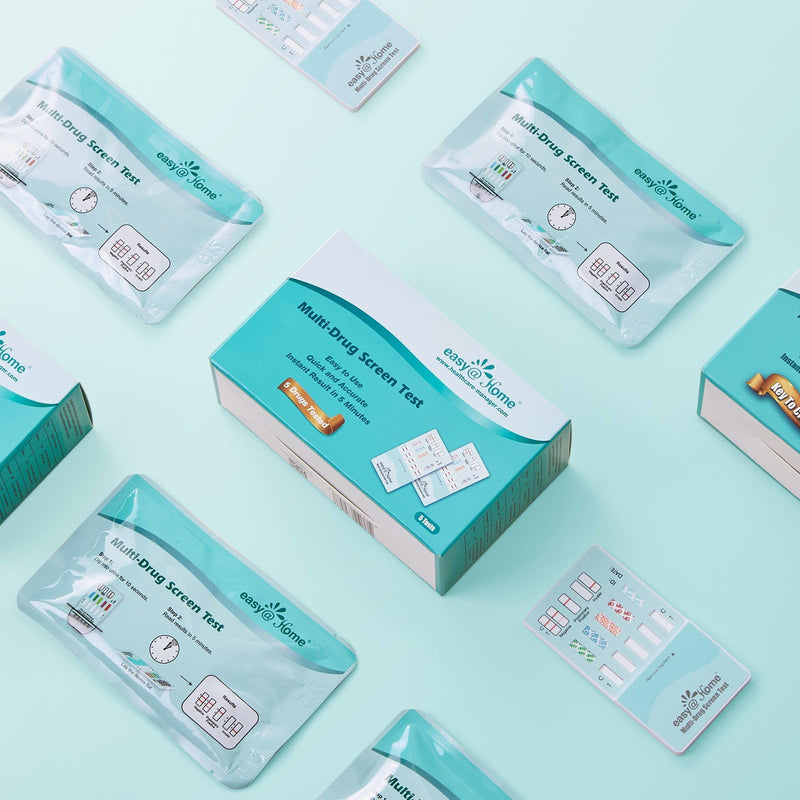 Easy@Home 5 Panel Urine Drug Test Kit [5 Pack] - THC/Marijuana, Cocaine, OPI/Opiates, AMP, BZO All Drugs Testing Strips in One Kit - at Home Use Screening Test with Results in 5 Mins #EDOAP-754 5 Count (Pack of 1) - BeesActive Australia
