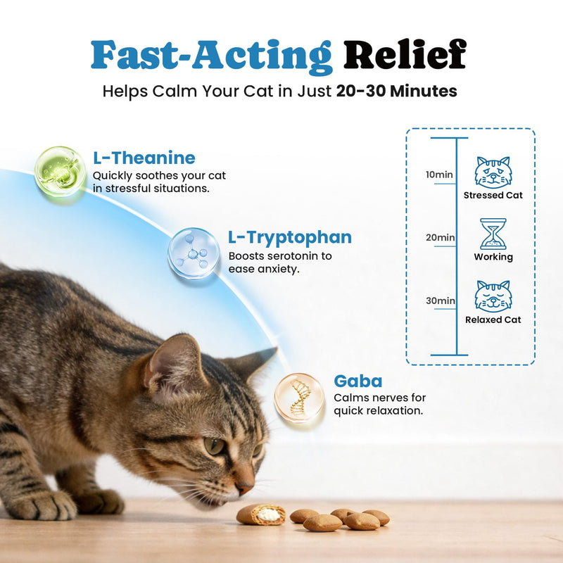 Calming Cat Treats with GABA for Anxiety Relief - Calming Cat Chews Help Reduce Stress & Promote Relaxation, Melatonin for Cats for Grooming, Travel, Vet Visits & Separation Anxiety - Chicken Flavor chicken - 450 ct
