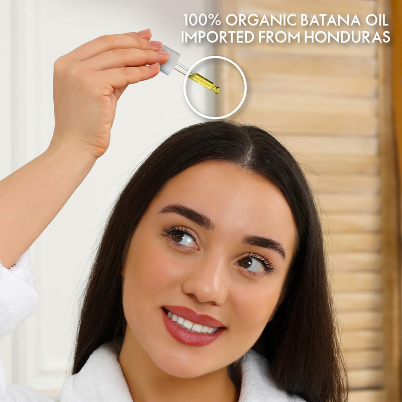SugarbearPRO Batana Hair Oil & Glass-Dropper Applicator, 1oz + Vegan Hair Vitamin Gummies 1 Month Supply, Extra Strength Biotin 6000mcg 1 Month Supply + 1 Batana Oil