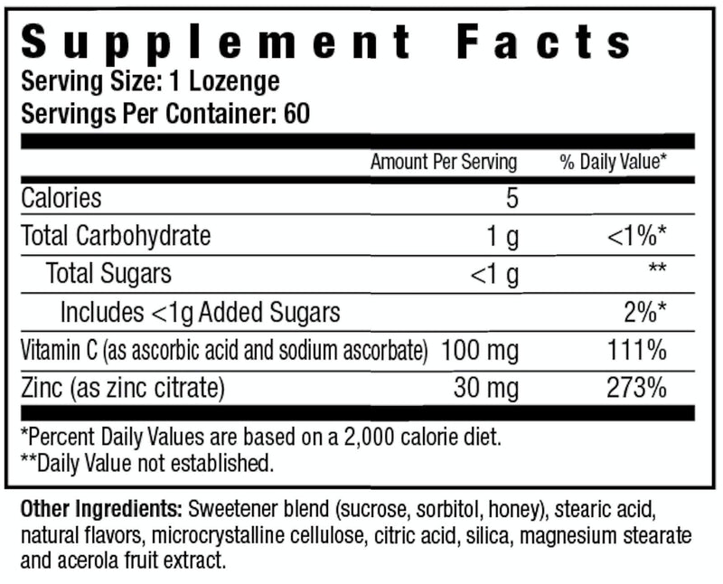 Logenges with Vitamin C and Zinc, Supports Immune System, Potent Antioxidants, 60 Lozenges, 60 Servings