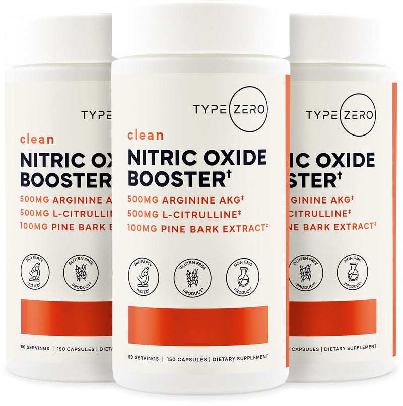 Type Zero Nitric Oxide 6X Booster, 150 Veggie Capsules, Natural Supplement | Beetroot, Arginine AKG, Citrulline, Pine Bark, Garlic & Vitamin C, Nitrous Oxide 150 Count (Pack of 1)