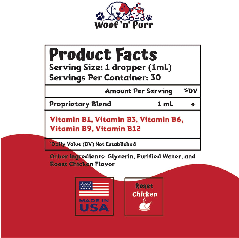 Vitamin B for Cats - B12 for Cats - Vitamin B12 for Cats - Cat Vitamins - Cat Vitamins and Supplements - Vitamins for Cats - Cat Appetite Stimulant - Appetite Stimulation for Cats - 1 fl oz
