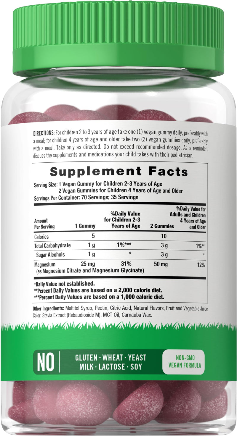 Lil' Sprouts Children's Magnesium Gummies | 70 Count | Mixed Berry Flavor | Sugar Free | Vegan, Non-GMO & Gluten Free