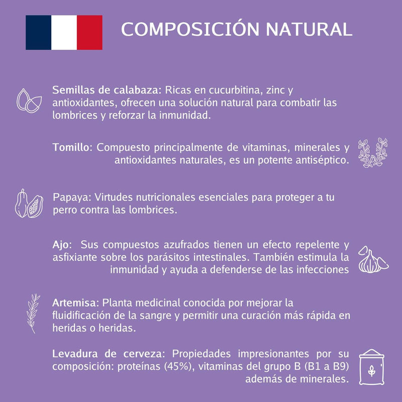 NEOVÉTO - Vermipurge - Antiparasitic for Dogs in Natural Tablets - Active Principles Approved by the French Veterinary Services - 15 Appetizing