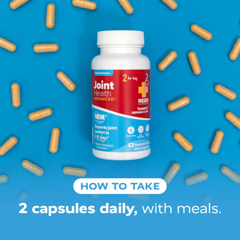 Redd Remedies, Joint Health Advanced, Helps Strengthen Connective Tissue and Cartilage, Fast-Acting Comfort with Boswellia Serrata and Turmeric, 60 Vegetarian Capsules Unflavored 60 Count (Pack of 1)