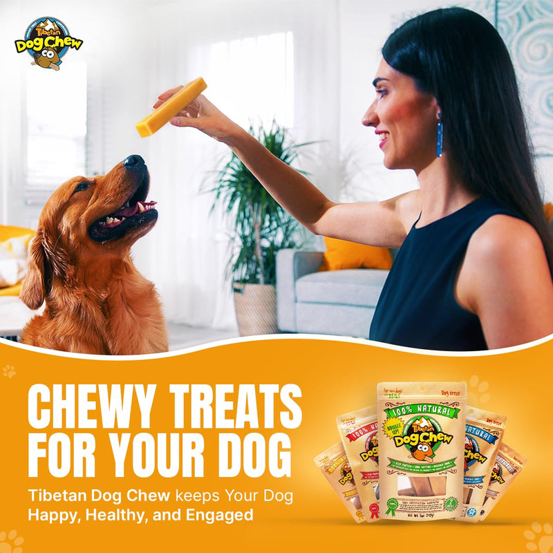 Tibetan Yak Cheese Dog Chew Sticks - Natural, Handmade, Long-Lasting, Easy to Digest, Ideal for Medium Dogs and Aggressive Chewers, Rawhide,Grain and Gluten Free, Keeps Dogs Busy, 3 Chews Medium - 3 Count - PawsPlanet Australia