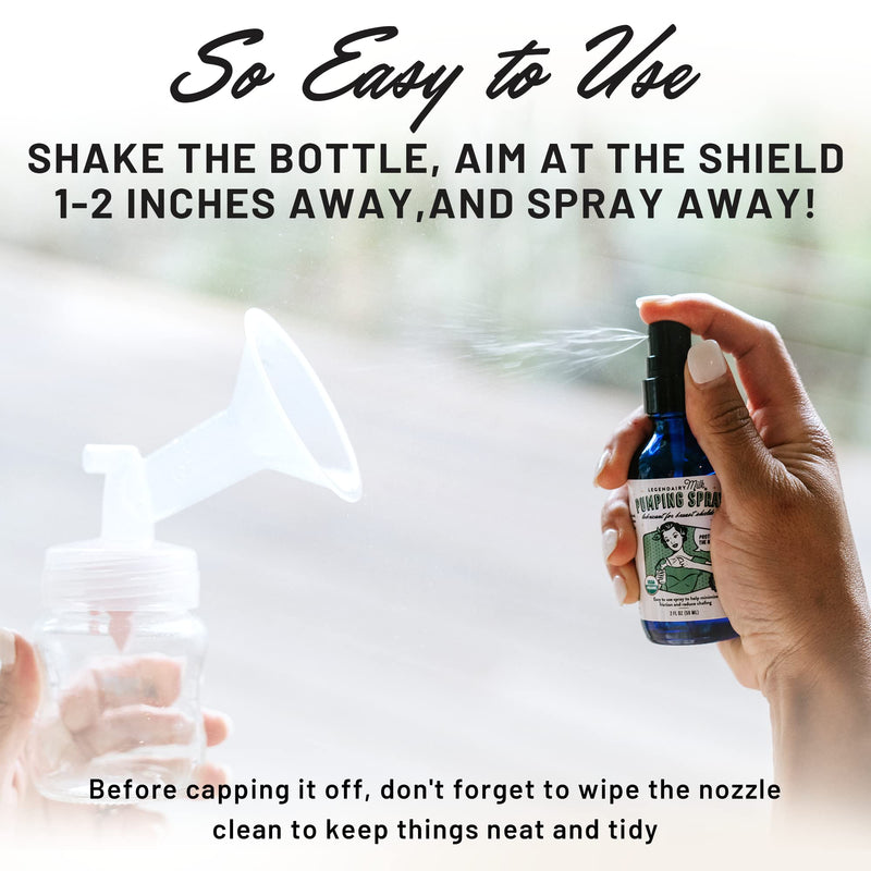 Legendairy Milk Pumping Spray 4 oz., Helps Sore Nipples & Clogged Ducts, Organic Lubricant for Breast Shields and Flanges, Vegan Breast Pump Spray, Natural & Lanolin-Free, Made in USA - BeesActive Australia