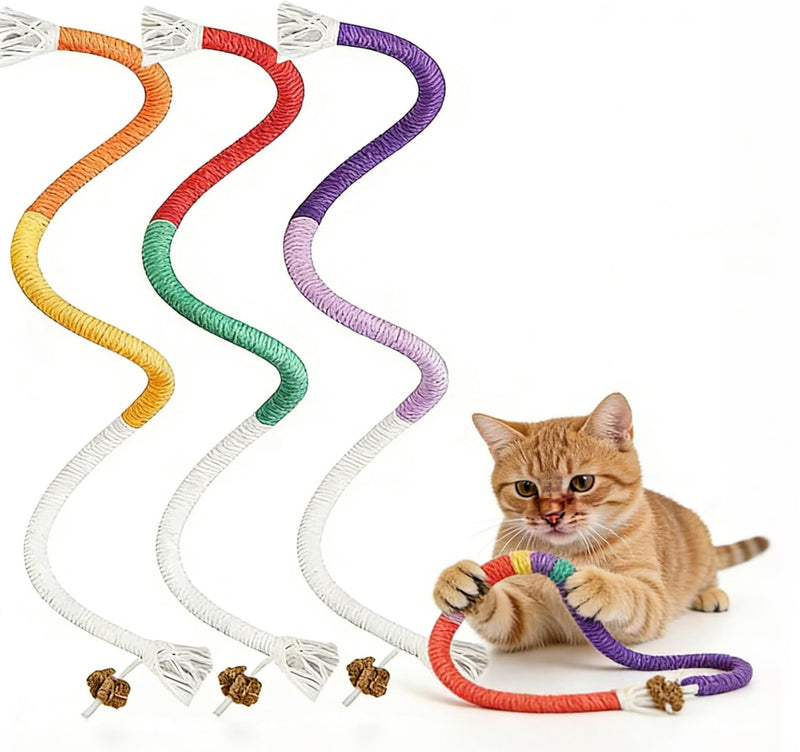 6 Pack Cat Chew Rope Toys with Silvervine Ball for Cats - Interactive Teething Toys for Kittens, Promotes Teeth Cleaning & Deters Wire Chewing