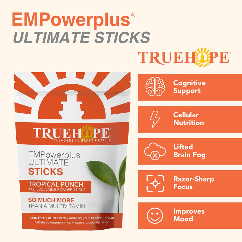 Truehope Multivitamin Nootropic Pouches with Inositol - Once-Per-Day EMPowerplus Ultimate Sticks - 30 Count (Tropical) Tropical