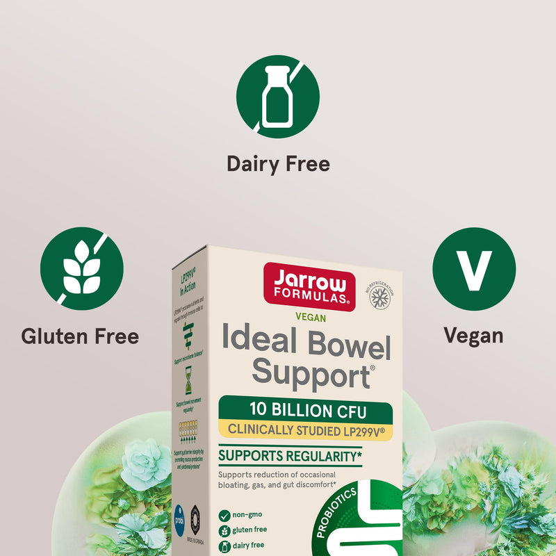 Jarrow Ideal Bowel Support, Probiotic 10 Billion CFU, 30 Capsules | Probiotic Capsules With 10 Billion CFU Per Serving, Digestive And Bowel Support For Bloating, Gas And Intestinal Discomfort 30 Count (Pack of 1)