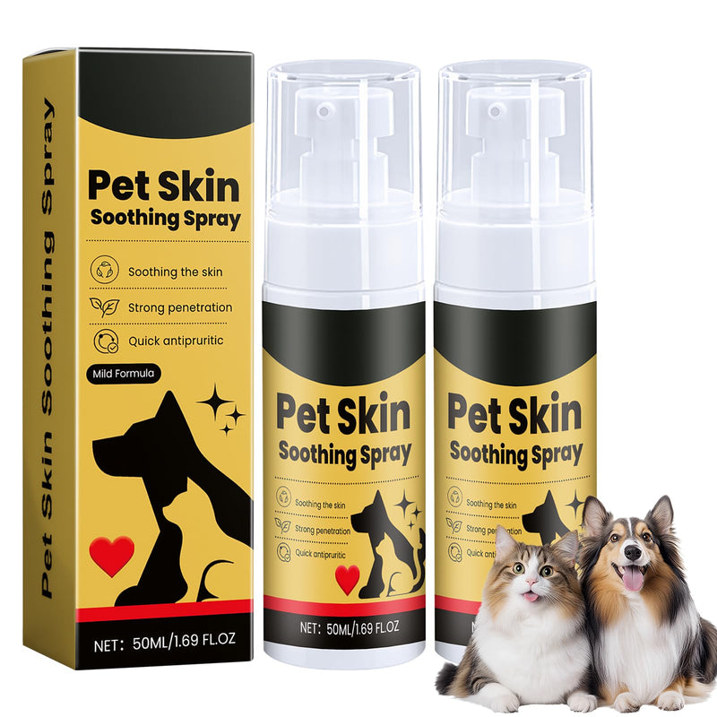 2 PCS Pet Skin Treatment Spray Multifunctional Pet Skin Soothing Spray Natural and Gentl for Dogs and Cats Effectively Soothing Dry (50ml)