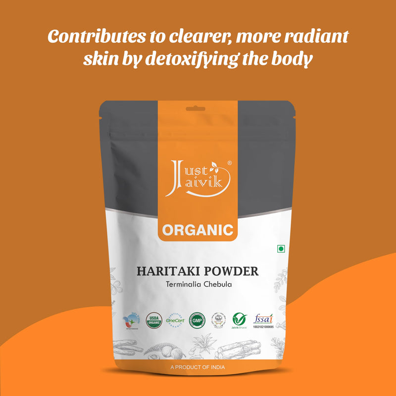 Just Jaivik 100% Organic Haritaki Powder - Terminalia Chebula -227g / 0.5 LB - USDA Certified Organic - an Ayurvedic Herb for Healthy Digestion, Detoxification & Rejuvenation 8 Ounce (Pack of 1) - BeesActive Australia