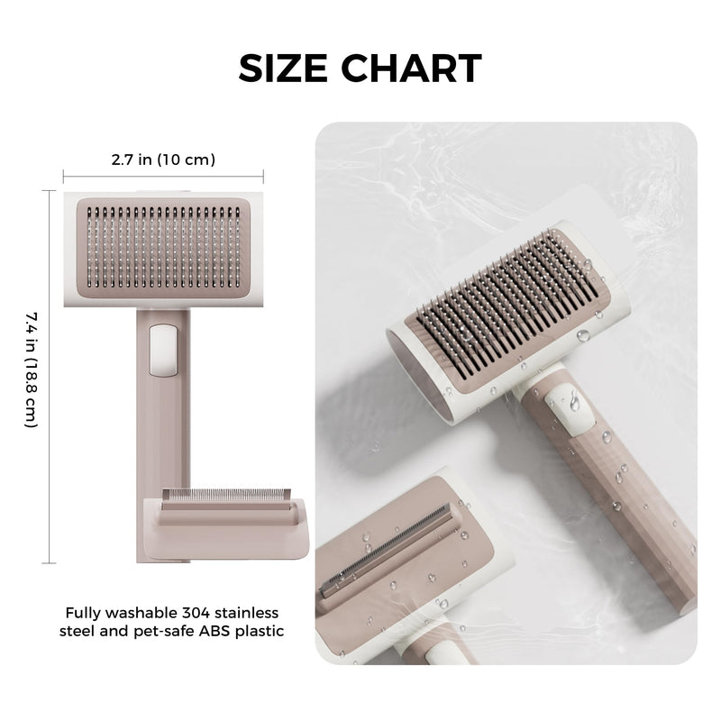 Cat Brush Kit, 2 in 1 Dog Shedding Slicker Brushes for Grooming Short & Long Hair Pet, Self Cleaning Hair Combs Tool Set for Indoor Kitten Rabbit Mats Tangled, Remove Loose Fur and Undercoat Beige - BeesActive Australia