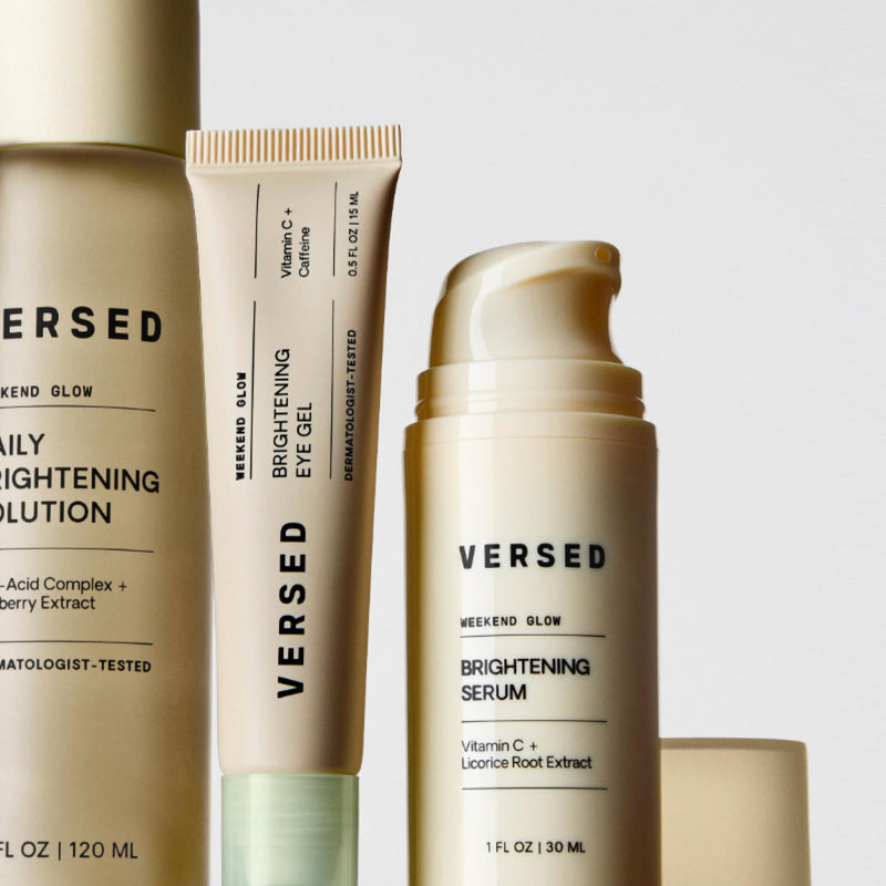 VERSED Weekend Glow Brightening Serum | Vitamin C & Caffeine, 0.5 Oz | Cooling applicator helps depuff tired under-eyes, soothe delicate skin and reduce the look of dark circles