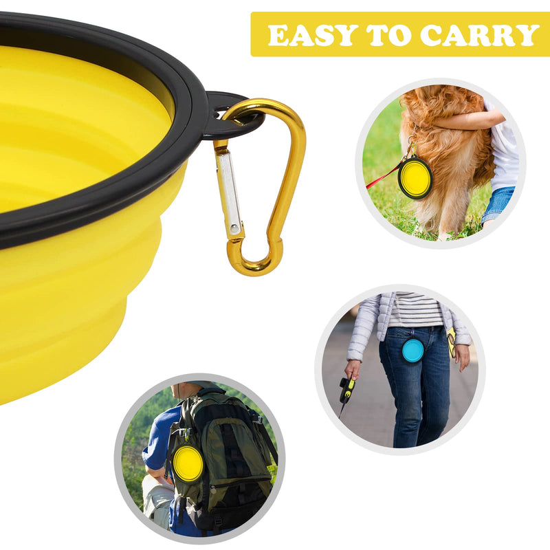2-Pack Small Dog Travel Bowl, Collapsible Bowls for Dogs, Foldable Cat Water Bowl, Portable Pet Feeding Watering Traveling Dish (Yellow & Light Blue) Yellow & Light Blue - BeesActive Australia