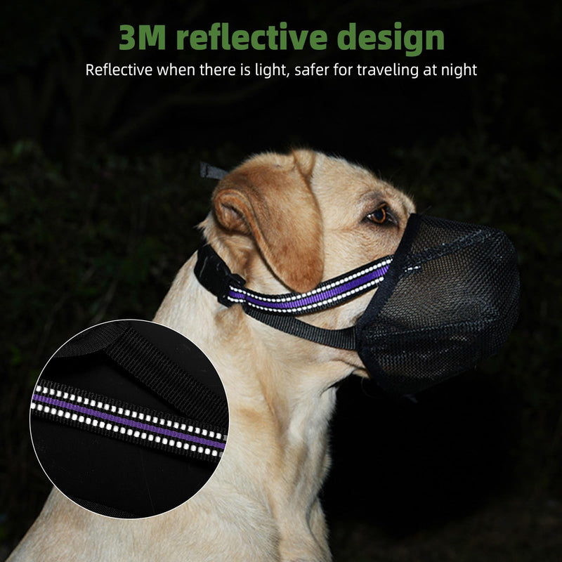 Muzzle Medium Dogs, Dog Muzzles with Velcro Fastener, Breathable Dog Muzzle, Pet Mask Dog Muzzle with Reflective & Adjustable Strap (XL) XL - BeesActive Australia